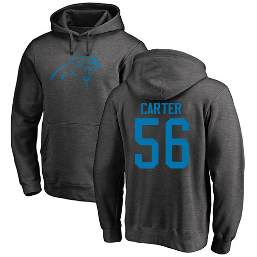 Carolina Panthers Men Ash Jermaine Carter One Color NFL Football #56 Pullover Hoodie Sweatshirts